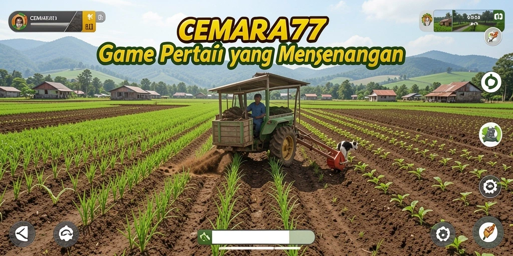 Tangkapan layar dari gameplay CEMARA77 yang menunjukkan aktivitas pertanian.