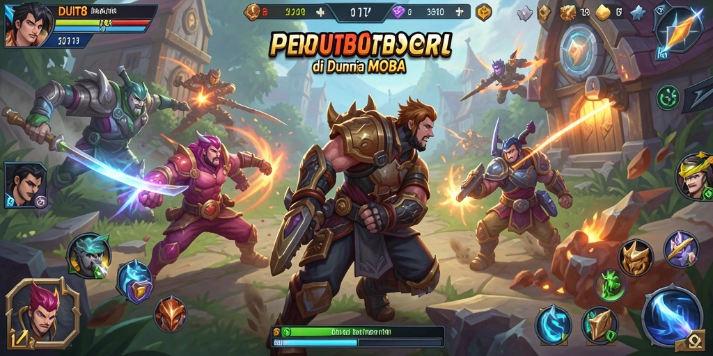 Screenshot menunjukkan aksi seru pertempuran dalam game MOBA.