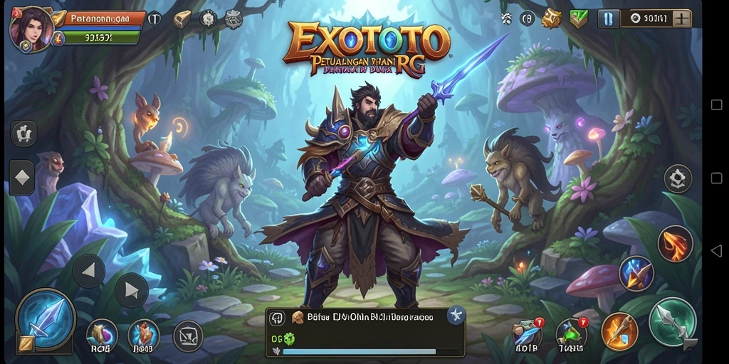 Tampilan gameplay seru dalam dunia RPG EXOTOTO yang menakjubkan.