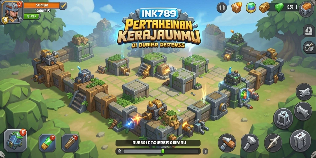 Tangkapan layar gameplay menunjukkan pertarungan seru Tower Defense.