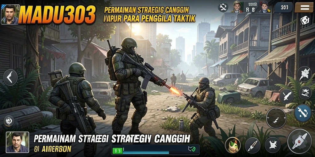 Screenshot gameplay MADU303 menampilkan pertarungan strategi yang intens.