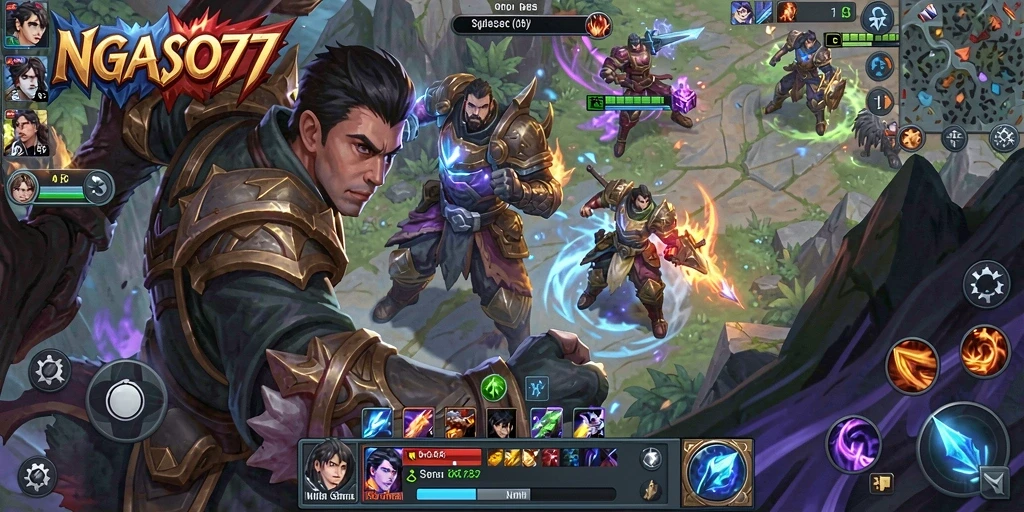 Tampilan gameplay seru dari NGASO77 di medan pertempuran MOBA.