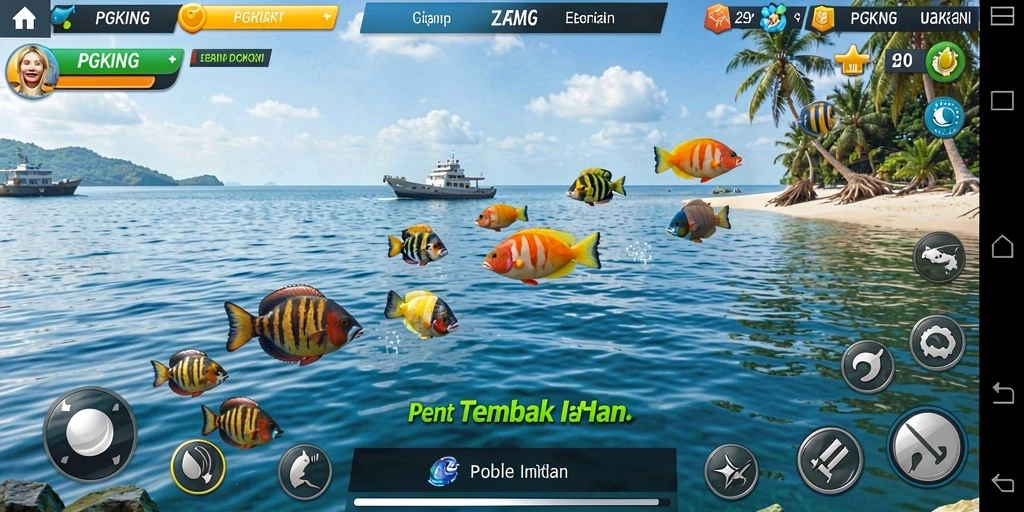 Screenshot menampilkan suasana seru saat menangkap ikan di PGKING.